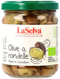 Grüne und Dunkle Oliven in Scheiben 210g ATG 100g